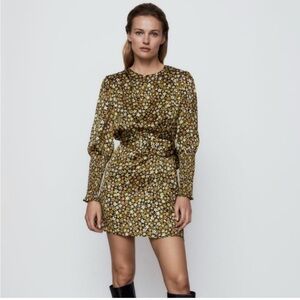 Zara Long Sleeve Floral Mini Dress Size Medium